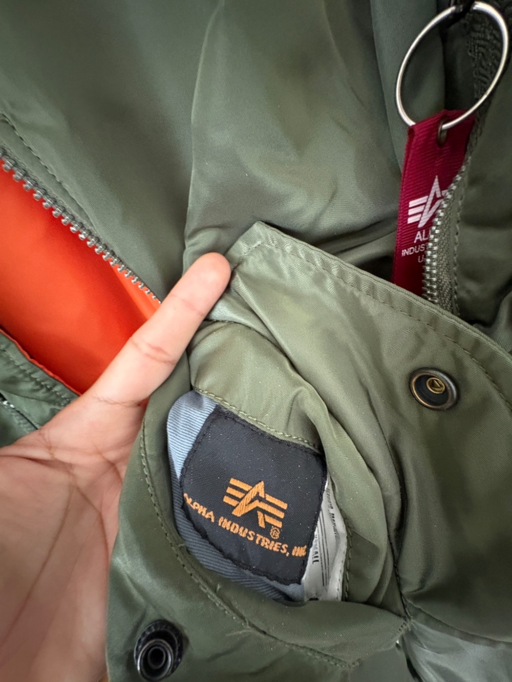 Size XS Alpha Industries MA-1 Military Bomber Flight Jacket Sage Green - Picture 10 of 14